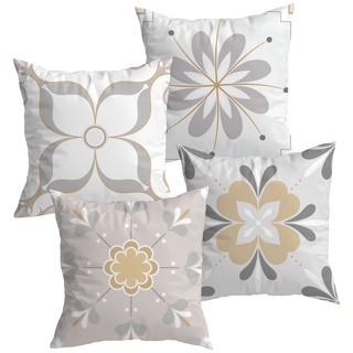 Kit 4 Capas De Almofadas Decorativas 45x45 - Moderna Flores COD55