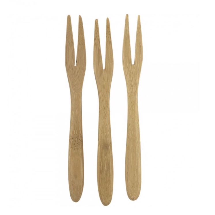 Petiscos Garfos em Bambu Kit Garfos para Petisco de Bambu 3 Garfos