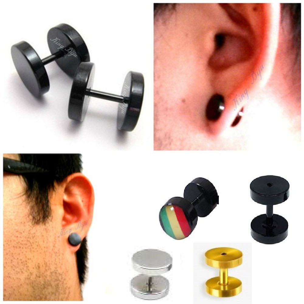 ALARGADOR DE orelha 8 mm Fake Brinco Masculino Feminino de Aço Anti Alergico