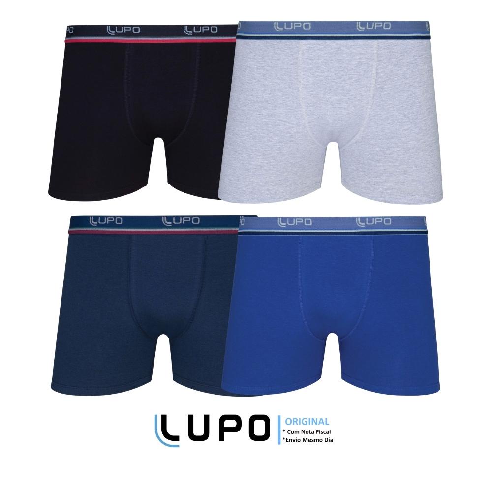 Kit De 4 Cuecas Originais Lupo Boxer Box Básica Em Algodão Cotton Com Elastano