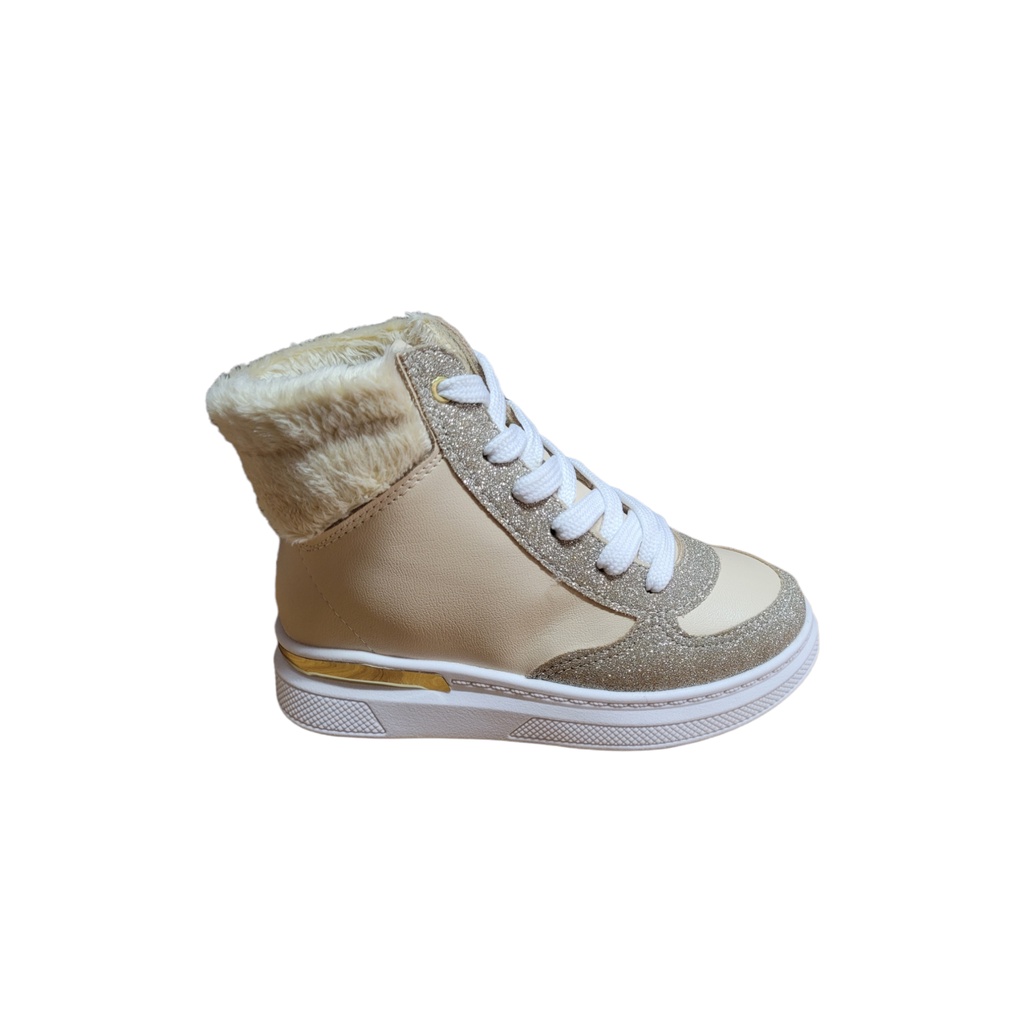 Tenis Coturno Bota Plataforma Menina Molekinha Gliter Pelinh