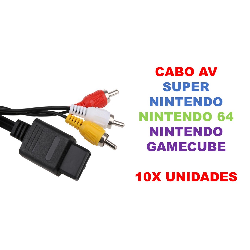 Kit 10 cabos av super nintendo, gamecube, nintendo 64