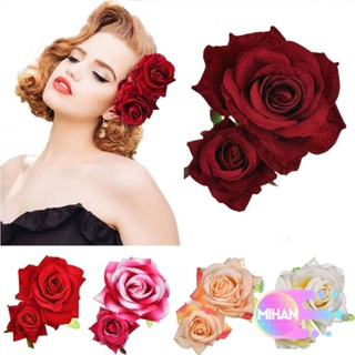 MIHAN Grampo De Cabelo De Flor Rosa Dupla Elegante Feito À Mão Para Mulheres/Meninas em Oferta na Shopee