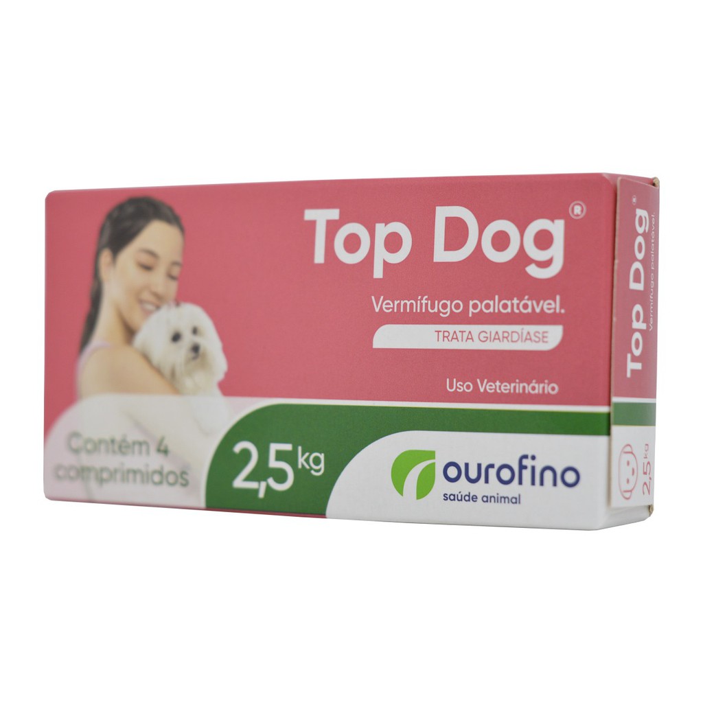 Top Dog Cães 2,5kg Vermífugo c/ 4 Comprimidos Palatáveis