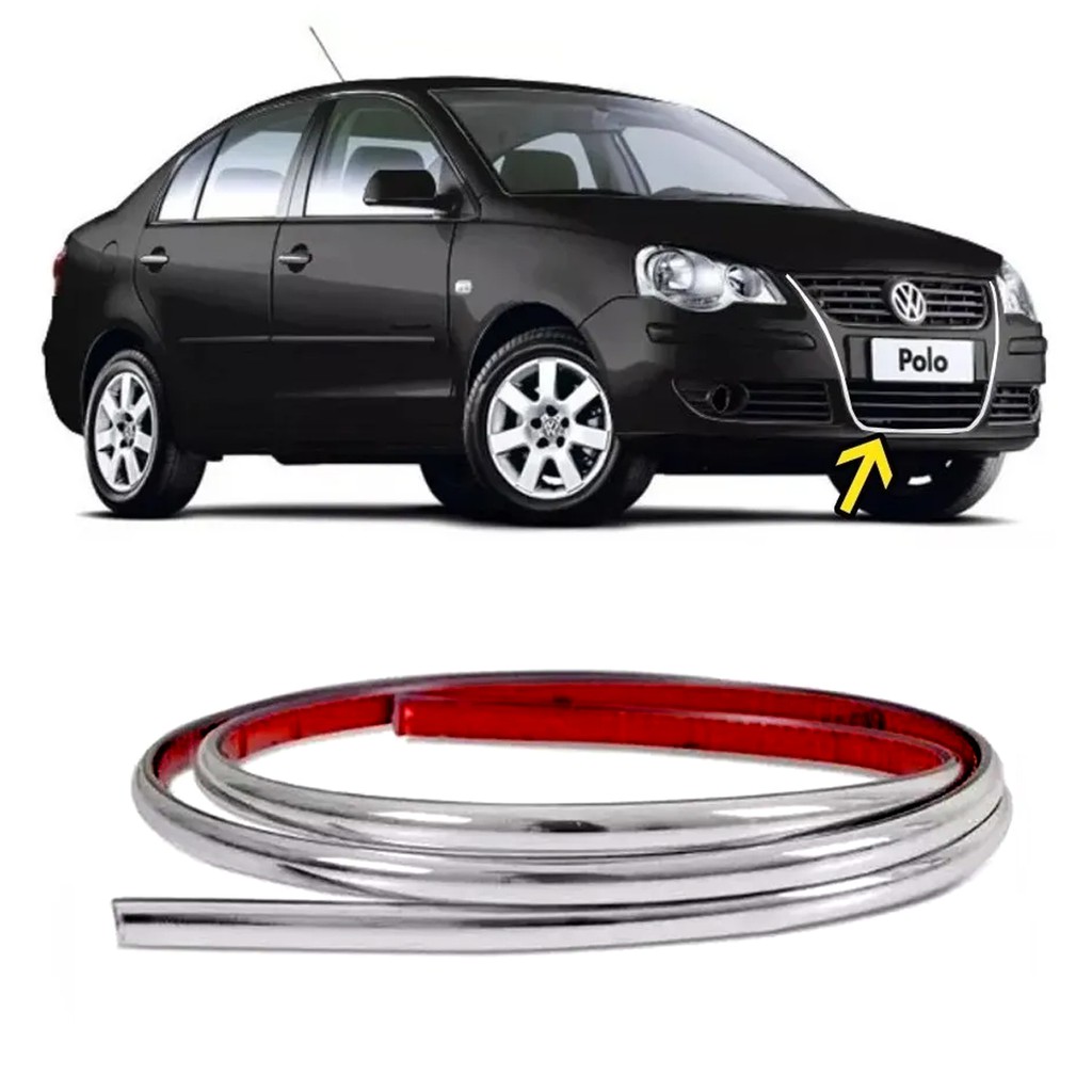 Aplique Friso Cromado Para Polo Gol G4 Fox Grade U