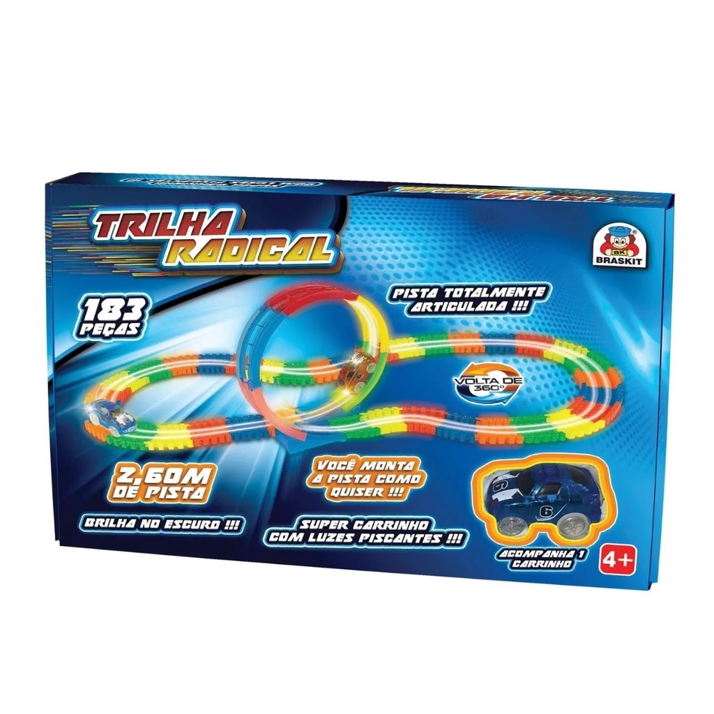 Pista Radical Braskit Glow Track com 183 Peças