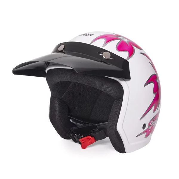 Capacete Aberto Taurus Wind Tecno Femme Branco E Pink com Viseira em Oferta na Shopee