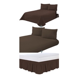 Jogo De Cama Cobre Leito + Jogo De Lençol + Saia Box King