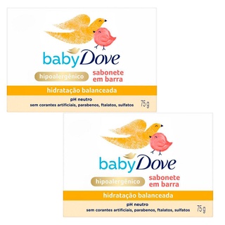 Kit 2 Sabonete na Barra Baby Dove Hidratação Balanceada 75g