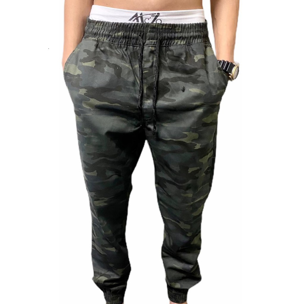 calça de sarja masculina com elastico na barra