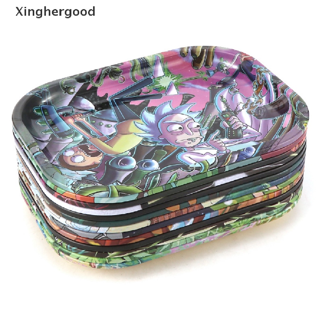 Xinghergood Rolamento Dos Desenhos Animados Bandeja De Metal Placa De Lata De Tabaco Moedor Ferramentas XHG