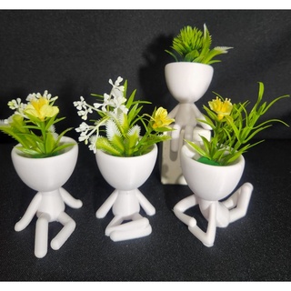 Robert Plant Kit 4 Mini Vasinhos 6cm com plantinhas artificiais Decoracao