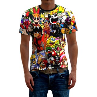Camisa Masculina Adulta - Cartoon Mix ok em Oferta na Shopee