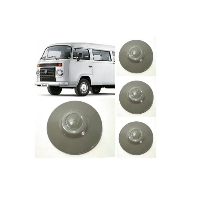 Kit 4 Calota Baixa Centro Roda Cinza Vw Kombi Cliper Aro 14 1994 1995 1996 1997 1998 1999 2000 2001 2002 2003 2004 2005 2006 2007 2008 2009 2010 2011 2012 2013 2014 2015 2016