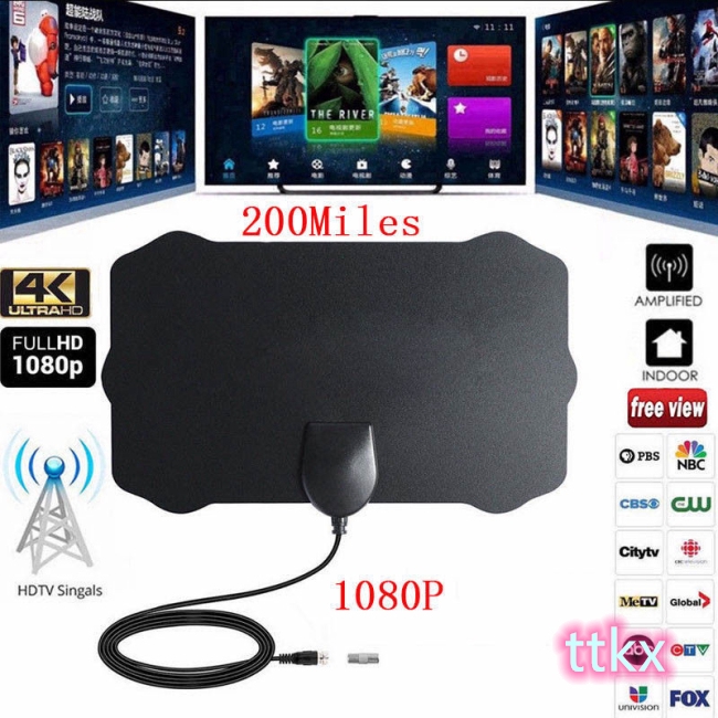 Antena De Tv Digital Gama 1080p 200 Milha Digital Hd Skywire 4k Antena Hdtv