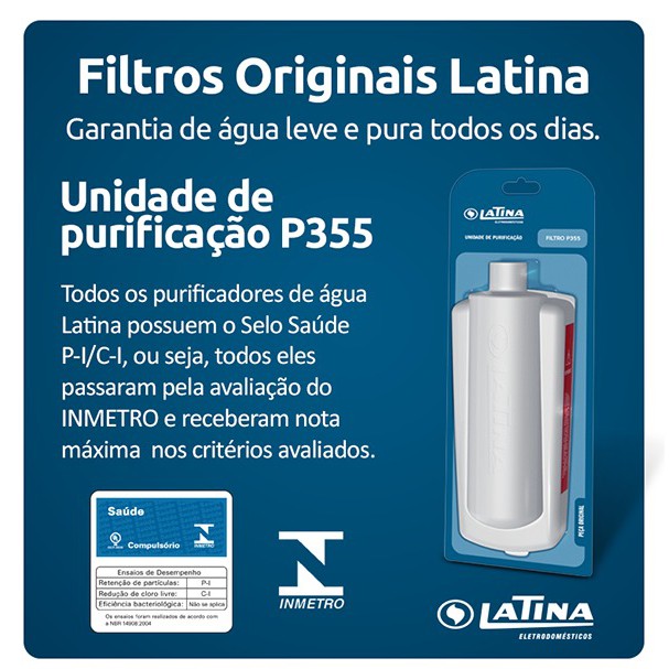 Refil / Filtro Para Purificador De Água Latina P355 - 4 Un — imagem 2 de 2
