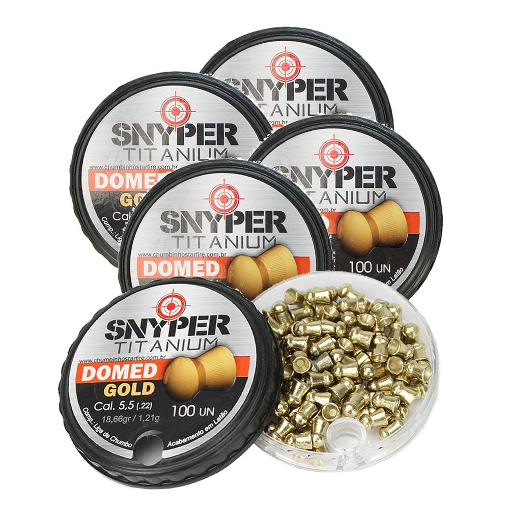 Kit 5 Chumbinho Titanium Domed Gold 5.5mm - Snyper em Oferta na Shopee