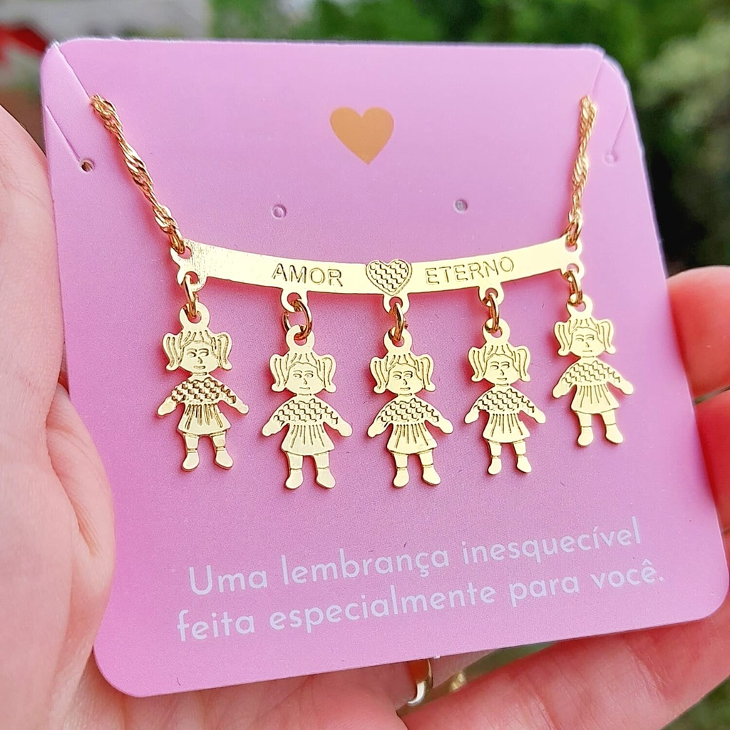 colar de filhos Banhado a ouro 18k amor enterno