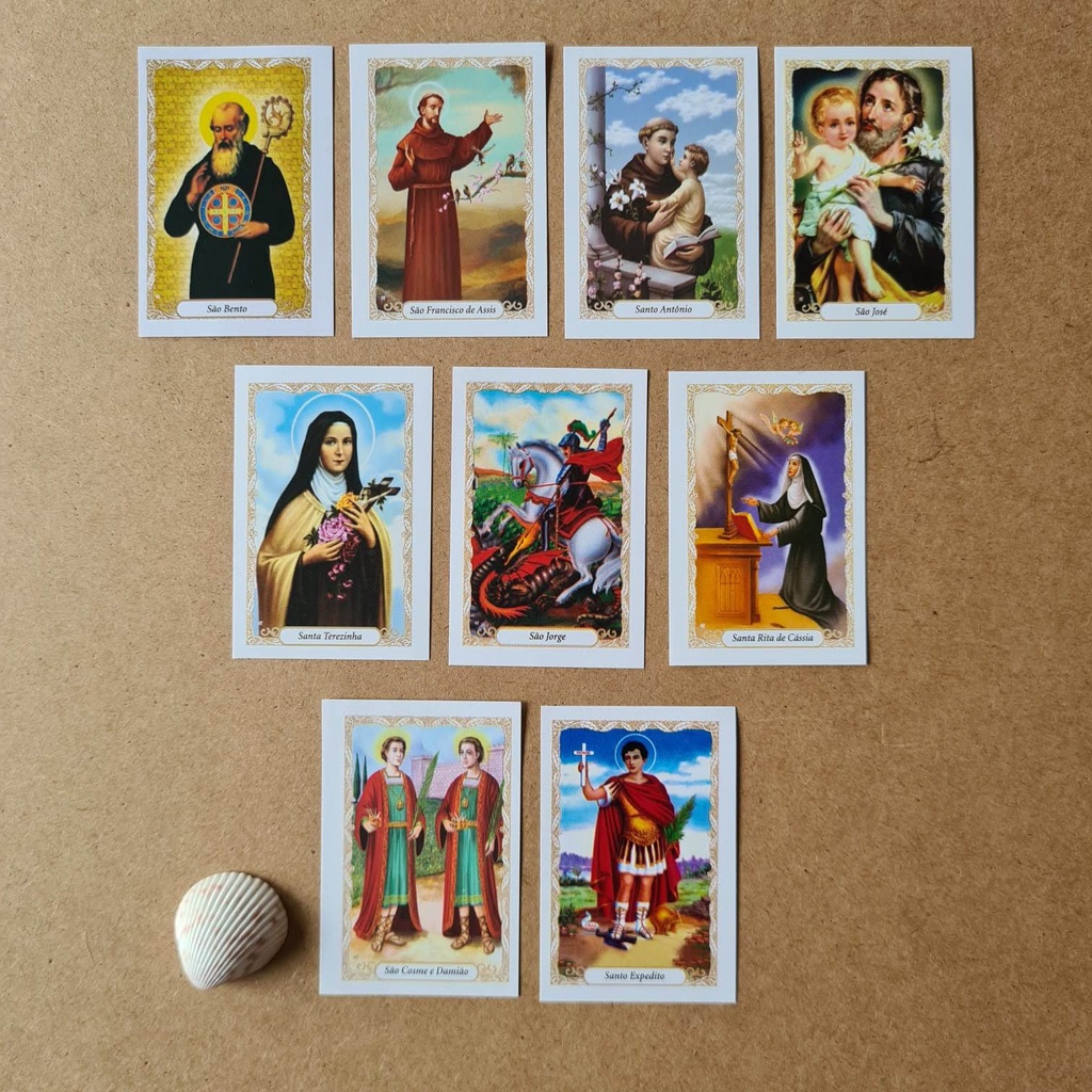Santinhos de Papel de Santos e Santas Católicas de 6cmx4cm 100 unidades em Oferta na Shopee