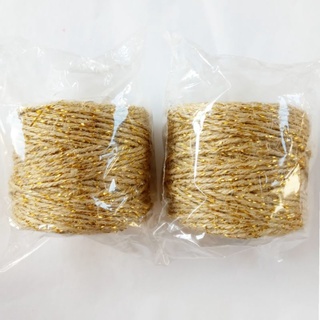 Kit 2 Rolo corda barbante cordão fio de Juta natural c/lurex fio dourado para artesanato decoração em Oferta na Shopee