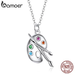 Bamoer 925 Paleta De Cor De Prata Colar Corrente Zircon Art Brush Design Para Jóias Femininas SCN457