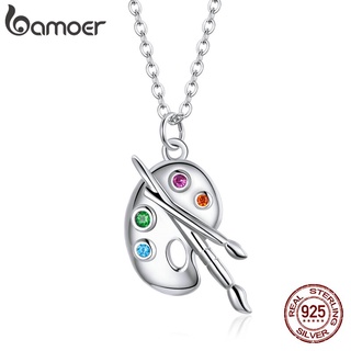 Bamoer 925 Paleta De Cor De Prata Colar Corrente Zircon Art Brush Design Para Jóias Femininas SCN457