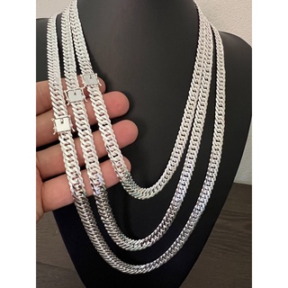 Corrente elo duplo 8mm fecho gaveta 3 travas Prata925 legítima maciça