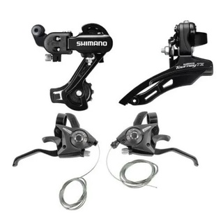 Kit relação 21 marcha cambio dianteiro e traseiro shimano tourney + trocador passador rapidfire index 7v bicicleta bike mtb