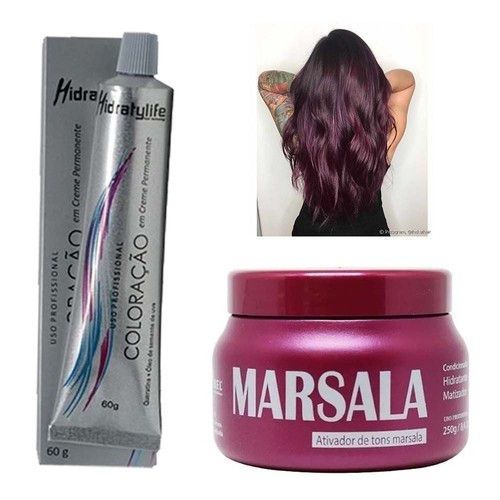 Kit Marsala 1 Tinta Coloração 1 Matizador 250G Mairibel