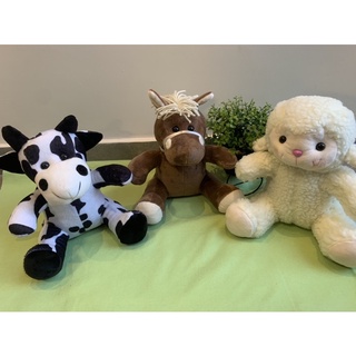 Kit Com 03 Bichos De Pelúcia Fazendinha Antialérgicos 25 Cm