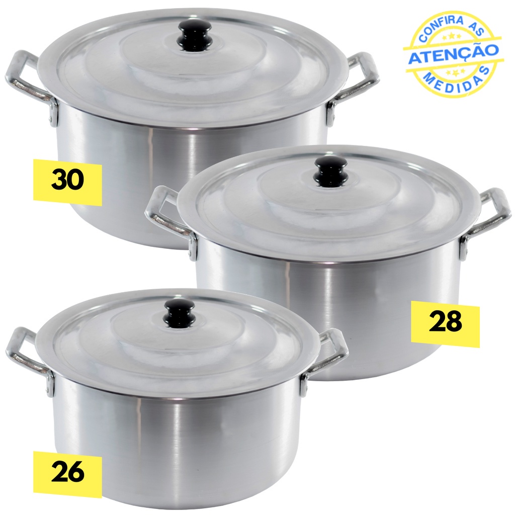 Kit 3 Panela Caçarola N 26 28 30 Industrial Hotel Restaurante Feijoada Tropeiro