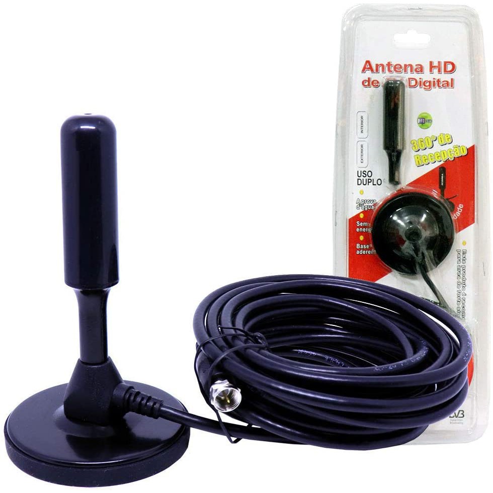 Antena Digital Amplificada Interna e Externa cabo com 3 ou 5 metros ...