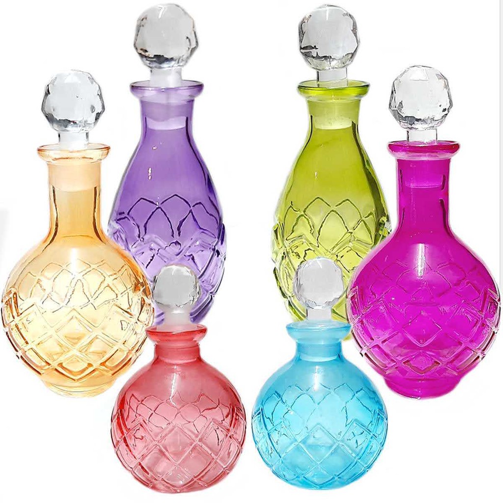 Garrafa Com Tampa Decoração Vidro Estilo Licoreira Perfumeira Vintage Boho Colorido Decorativa Elegante