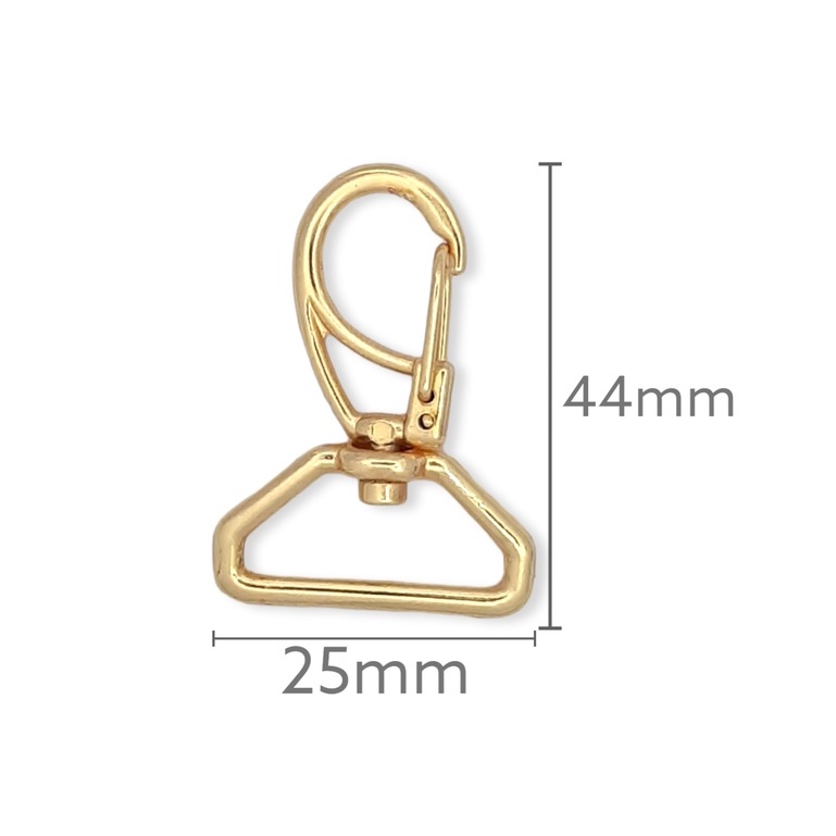 Mosquetão 25mm Dourado (02und) 2,5cm  c/ Banho Cataforético - Bolsas Mochilas Necessarie Artigos Costura Confecções