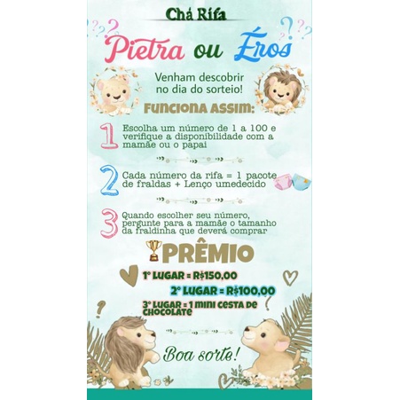 Convite Virtual Digital Cha Rifa E Revelacao Shopee Brasil