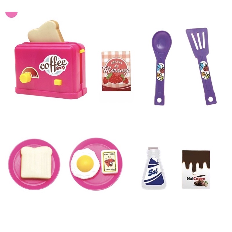 Kit Mini Torradeira Cafeteira I Antil Comida Comidinha Mini Mercado.
