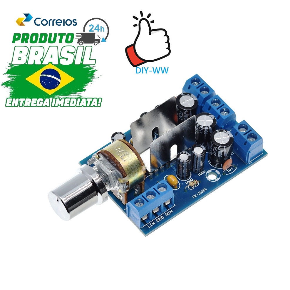 Placa amplificadora de áudi 6W 3W+3W amplificadora de som 2 canais