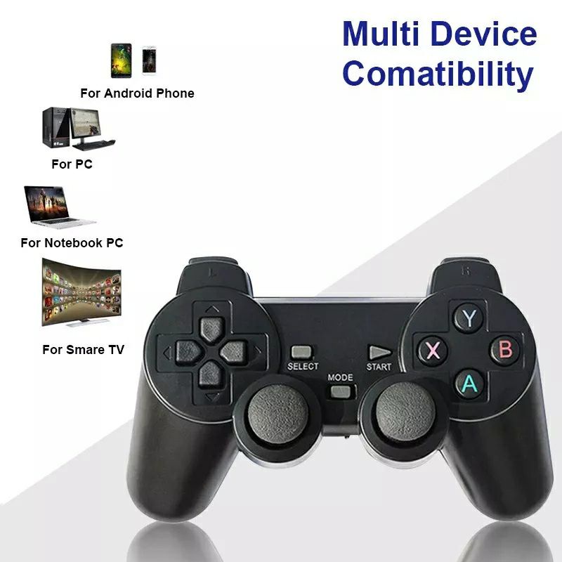 Controle para jogos wireless ps2, ps3, pc, tv joystick 2.4g vibração dupla choque joypad usb
