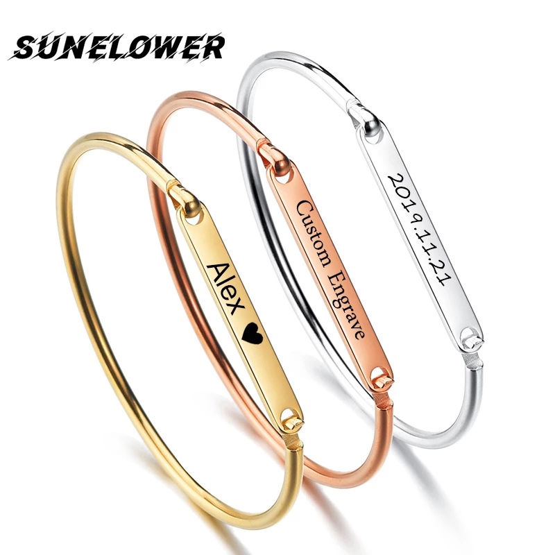 Pulseira Feita À Mão Com Nome Gravado Em Aço Inoxidável em Oferta na Shopee
