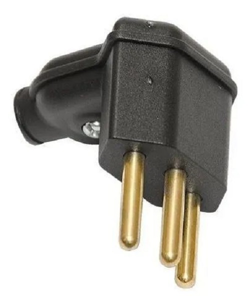 Plugue Plug Macho 3 Pinos 10 Amperes 90 Graus Preto Margirius