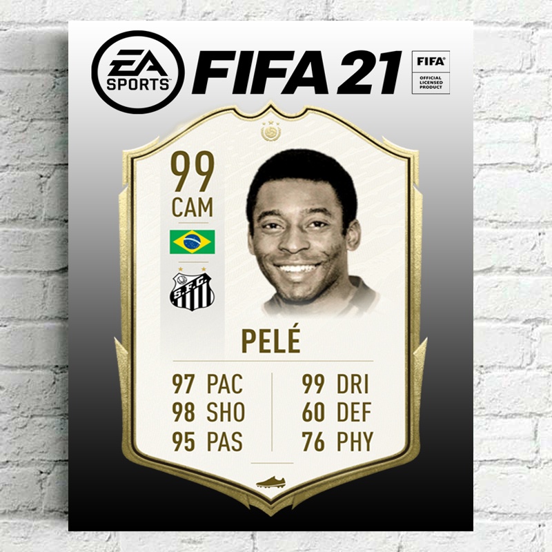 Quadro Placa Decorativa Pelé FIFA Legends Card - Futebol