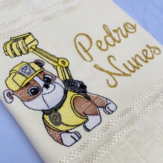 Toalha Personalizada Patrulha Canina Cachorro Rubble com Nome em Oferta na Shopee
