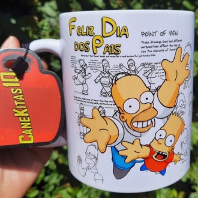Caneca THE SIMPSONS - HOMER + NOME DO PAI (cerâmica 325 mL)- XÍCARA - desenho infantil criança criançada animado