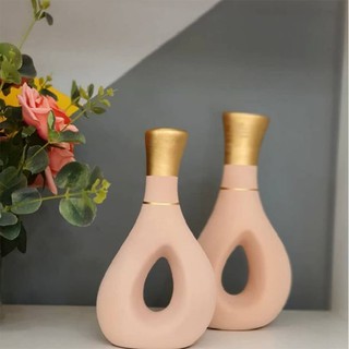 Dupla De Vasos Decorativo Em Cerâmica Lindíssimas