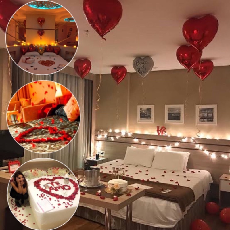 Kit Namoro - 200 Pétalas Artificiais + 10 Velas Rechaud + 6 Balões Coração em Oferta na Shopee