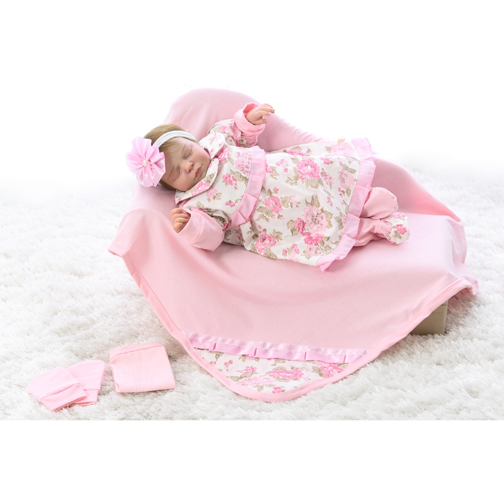 Saída de Maternidade com Vestido para Bebe Menina Floral 6 Peças Charme Roupa de Bebe