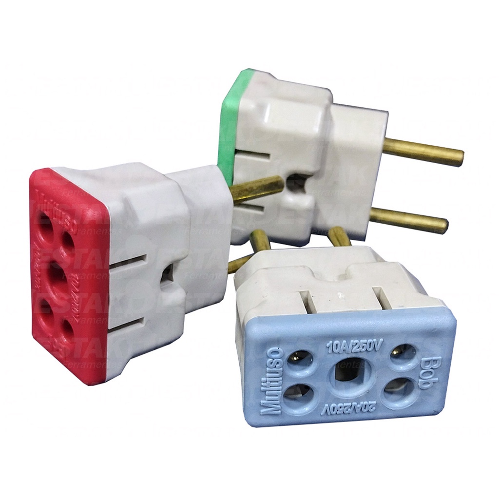 Adaptador Tomada Bob Colorido 10a/20a Benjamin Pino Plug T
