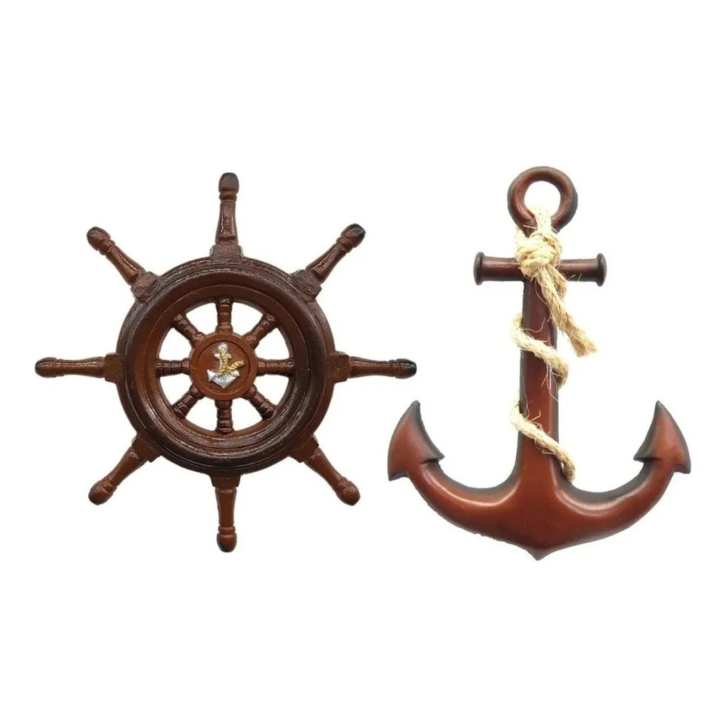 Kit Âncora Leme Timão Decoração Nautica Parede Marinheiro Grande Enfeite Decorativo