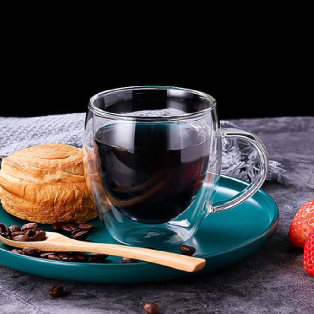 Caneca De Parede Dupla 240ml Resistente Ao Calor Café Chá