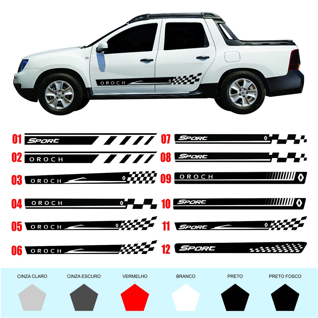 Kit Adesivo Renault Duster Oroch Faixa Lateral Par